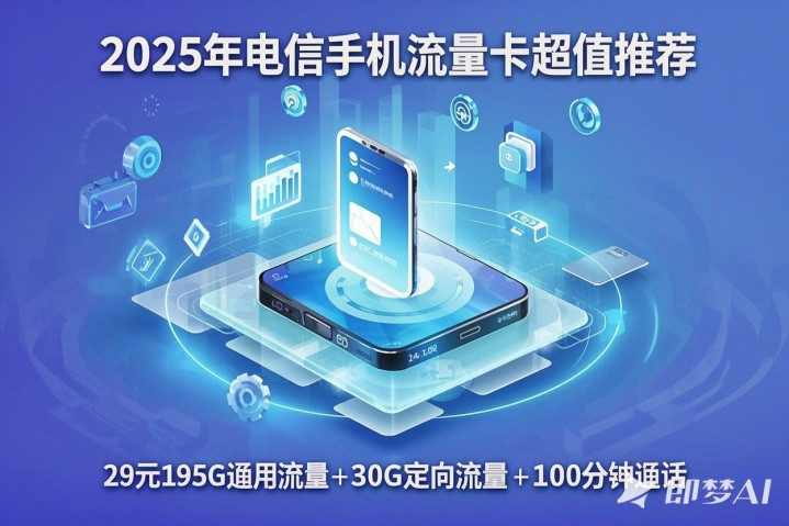 2025年电信手机流量卡超值推荐，电信雷锋卡29元195G通用流量+30G定向流量+100分钟通话