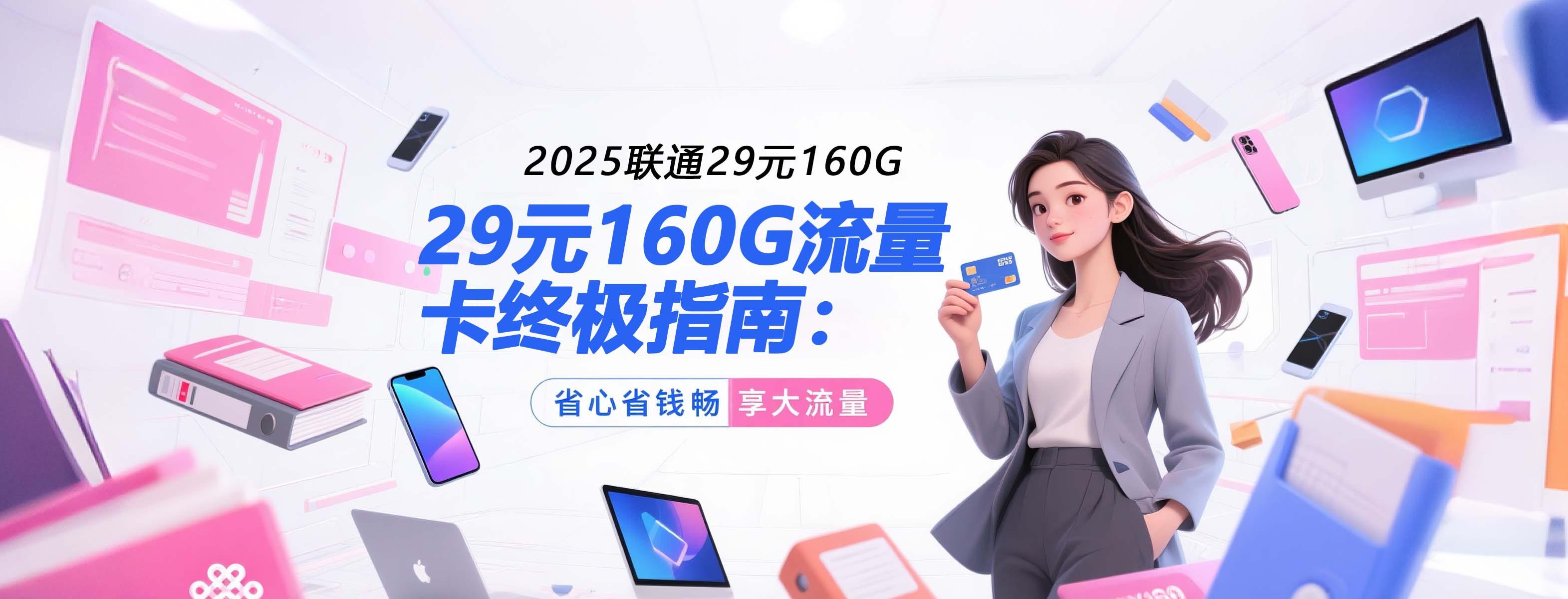 联通爆款卡29元160G全国通用流量+100分钟通话